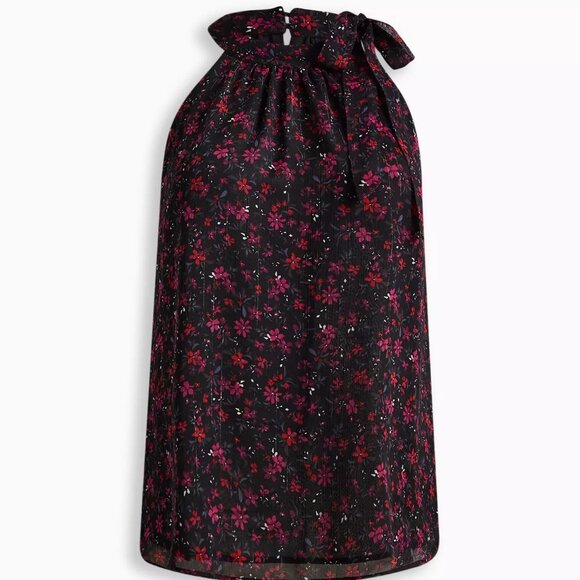 Torrid Crinkle Lurex Chiffon Halter Top - Picture 1 of 6